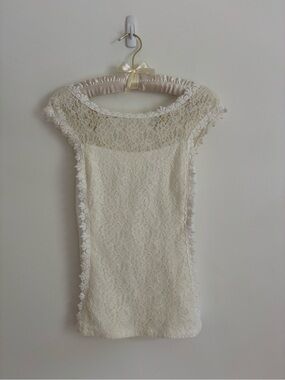 Express Ivory Lace Boat Neck Top